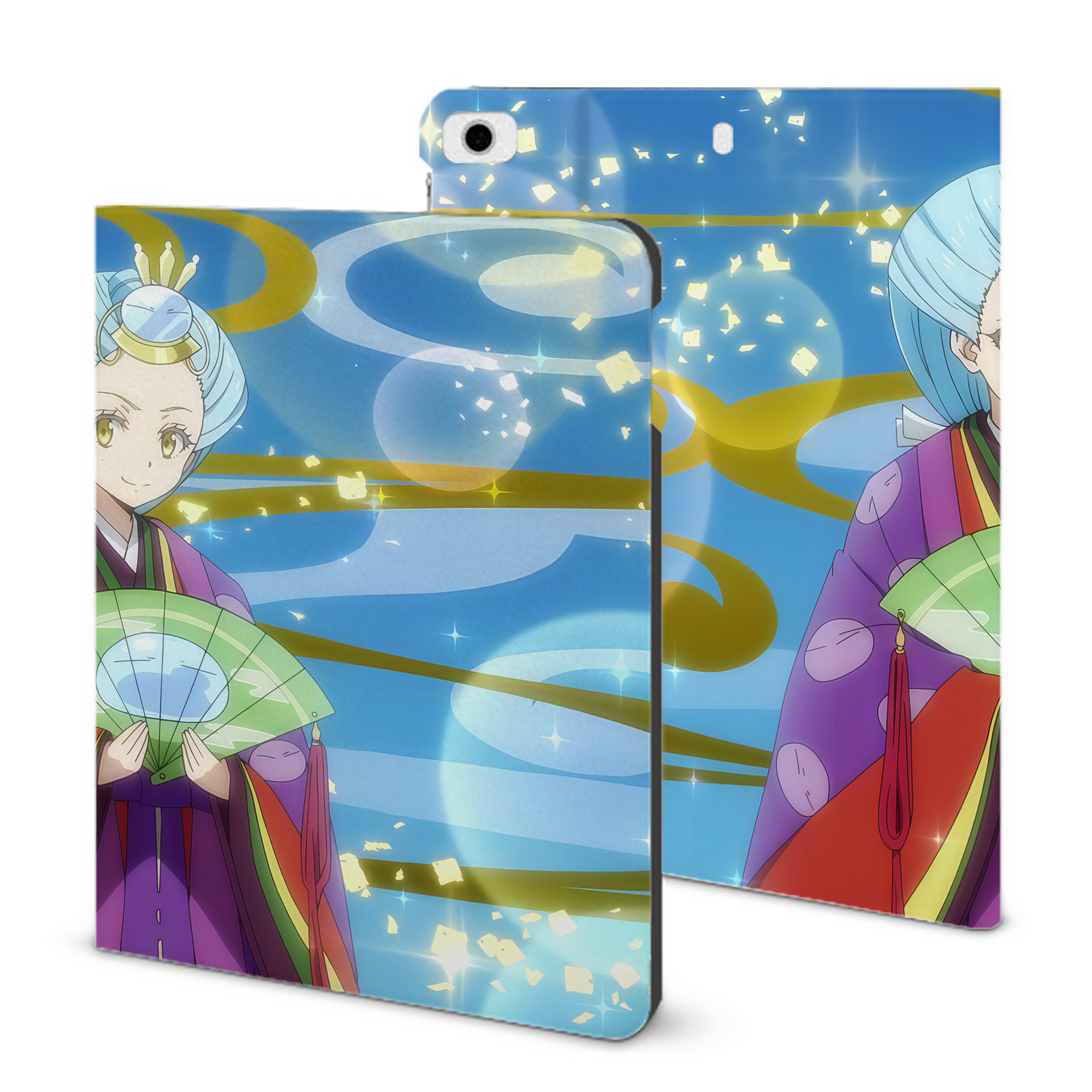 （画像用） 転スラ Regarding Reincarnated to Slime IPad ケース ブック型 PUレザー TPU 耐衝撃 軽量 薄型 ペン収納なし 全面保護 IPad 各モデル対応